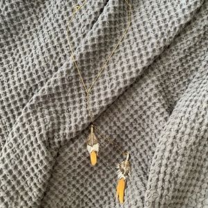 Feather drop necklace